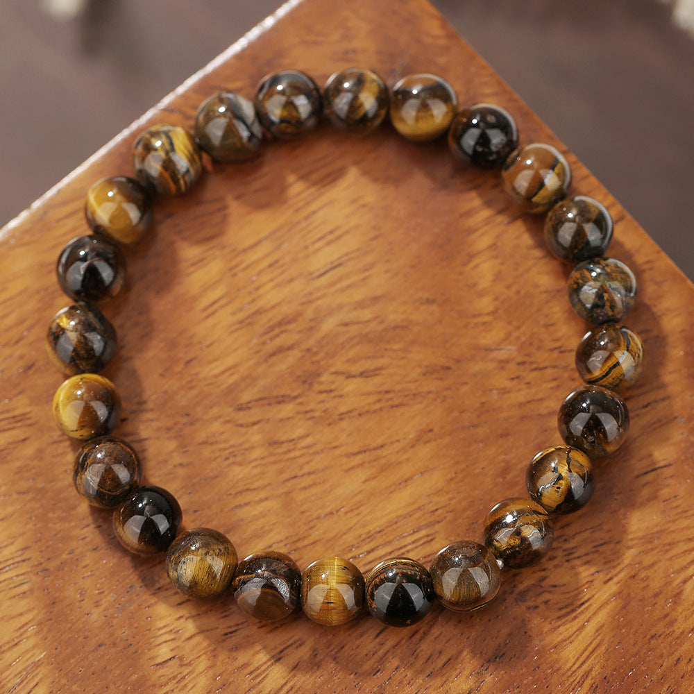 Wholesale Retro ethnic style beaded tiger eye rose quartz black agate bracelet